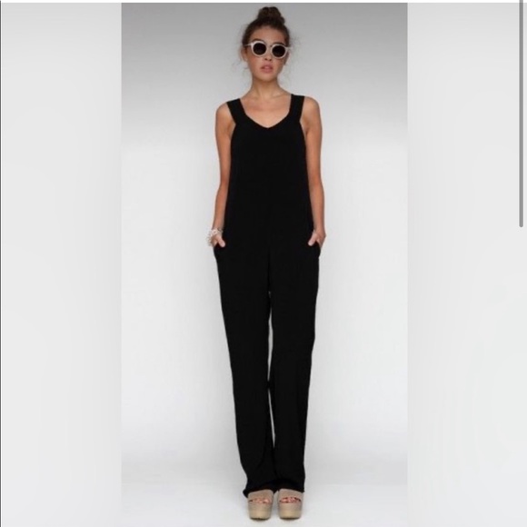 T by Alexander Wang Viscose Crepe Cropped Jumpsuit Romper Black Size XS - Picture 2 of 13
